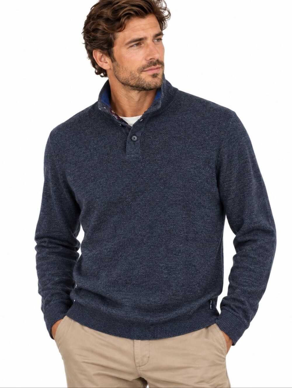 Ted Baker London Wool Collared Sweater M Charcoal Quiet Luxury Preppy Office